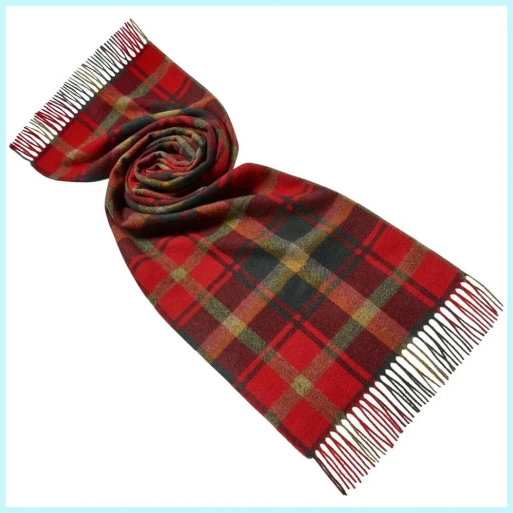 100% Lambswool Scarf Hypoallergenic SCOTTISH IMPORT THINK SOFT WARM TARTAN NWT